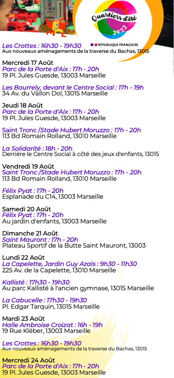 Planning d'animations ludothèque Terre Ludique